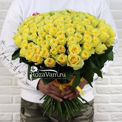 букет из 51 желто/белой розы (50см)