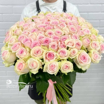 Букет из 101 розы розовой 50 см