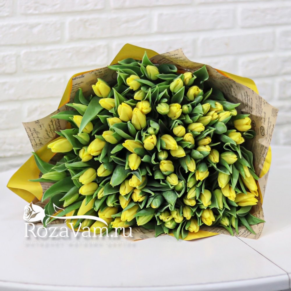 Букет из 101 желтого тюльпана