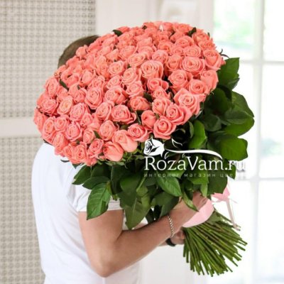 Букет из 101 коралловой розы (50 см)