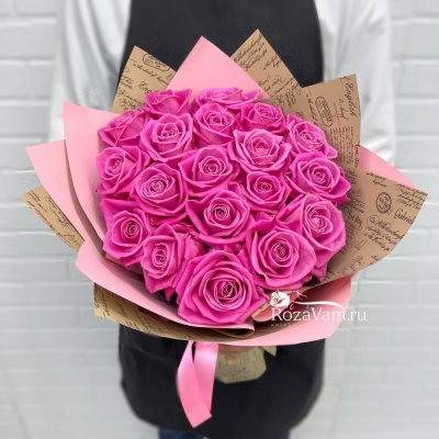 Букет из 19 розовых роз 50см
