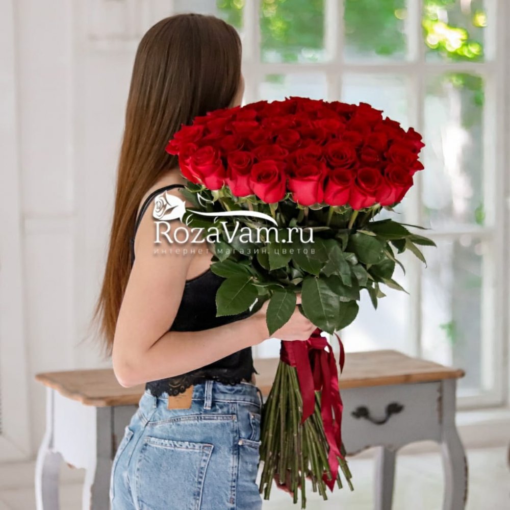 Букет из 49 красных  роз Эквадор 70 см