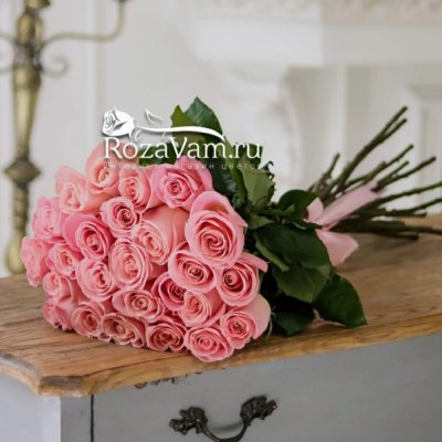 Роза Эквадор 51шт розовая