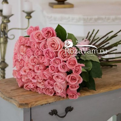 Роза Эквадор 51шт розовая