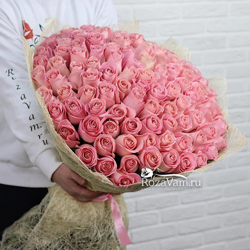 Роза Эквадор 101шт розовая