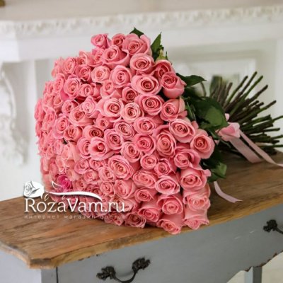 Роза Эквадор 101шт розовая