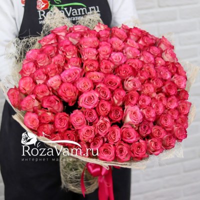 Букет из 101 розовой розы 50см