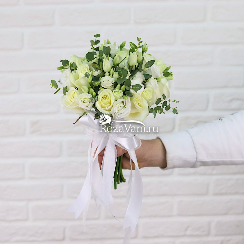 Свадебный букет невесты из роз и пионовидных роз - Флористический салон Fl-er
