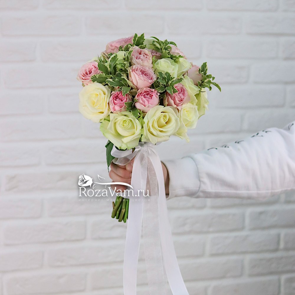 Свадебный Букет из белых роз