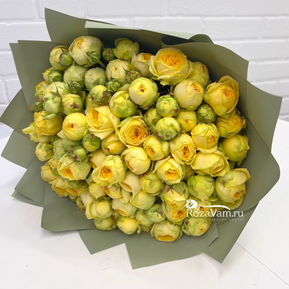 Букет из 25 пионовидных роз Лимончелло