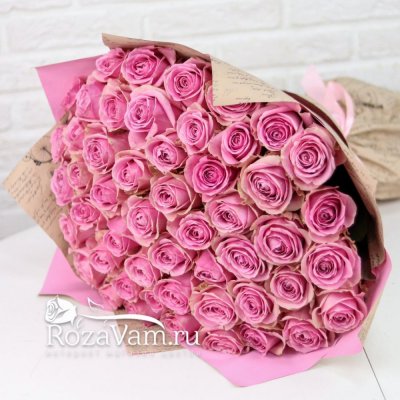 Букет из 51 розовой розы 50см