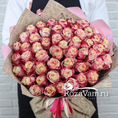 Букет из 51 розовой розы Эквадор 70 см