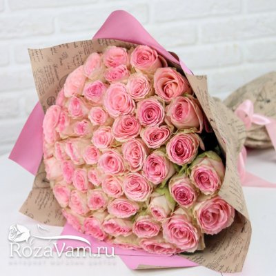 Букет из 51 светло-розовой розы 50 см