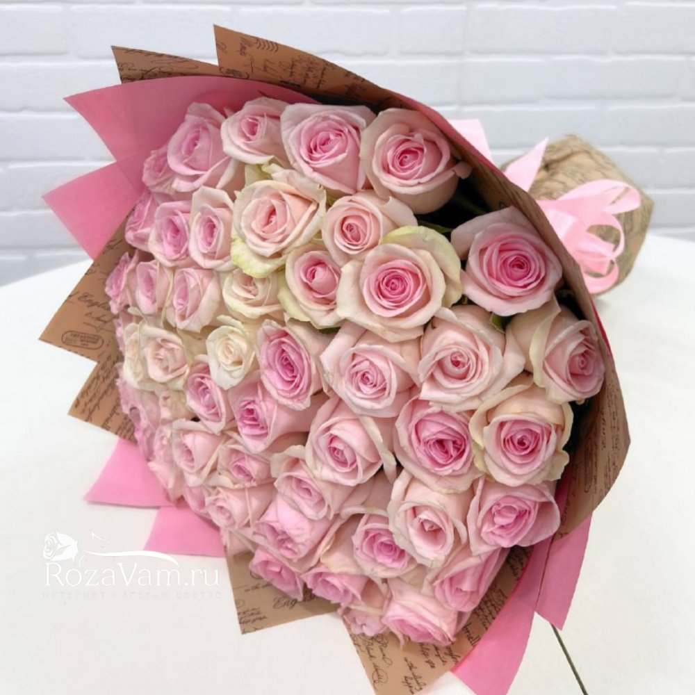 Букет из 51 розы розовой  50 см