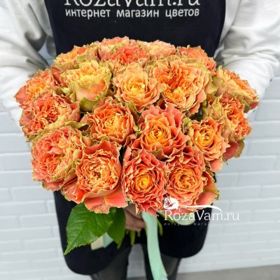Букет из 19 пионовидных роз Луиза 60см