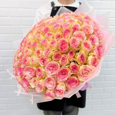 Букет из 101 розовой розы 50 см