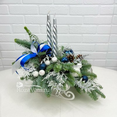 Рождественские сани в синем цвете