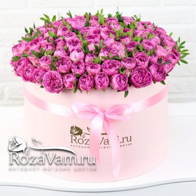 Розовая коробка из пионовидных роз xxl