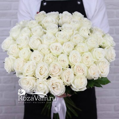 Букет из 49 белой  розы эквадор 70 см